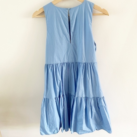Banana Republic Blue Cotton Poplin Tiered Mini Dress Size XSP - Picture 4 of 4